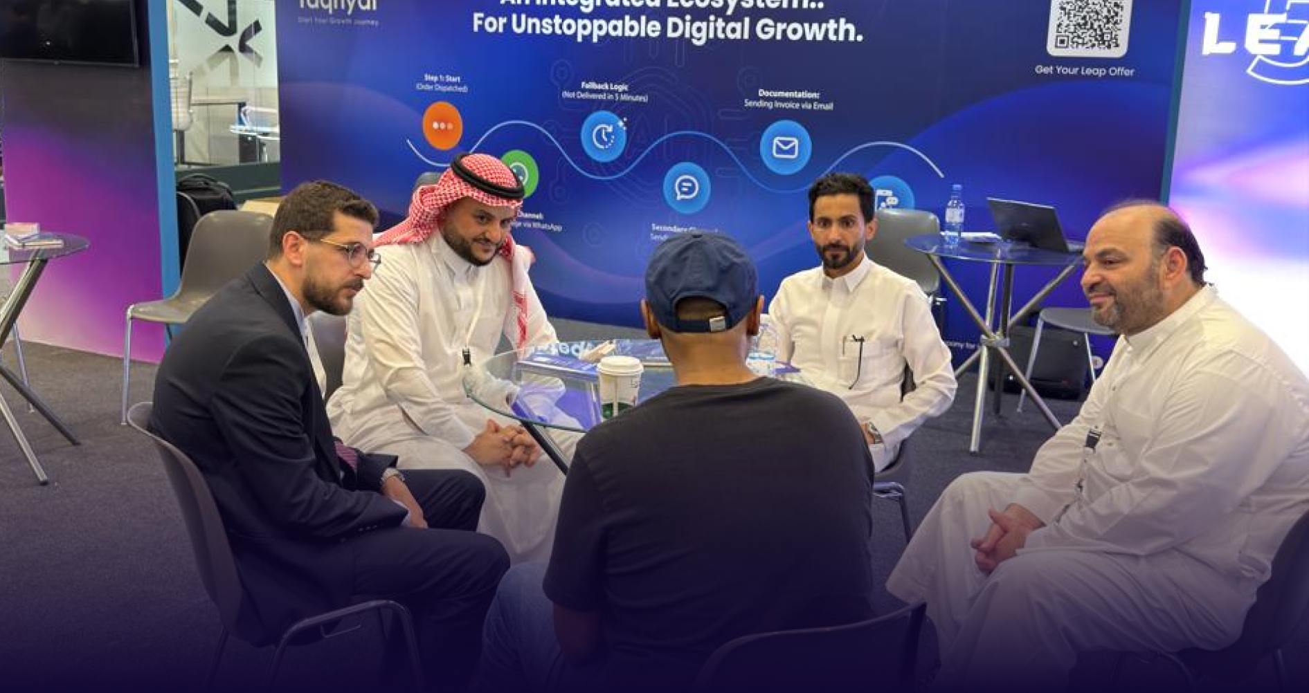 Taqnyat showcasing business communication and AI solutions at LEAP 2026